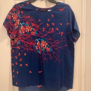 Never worn! Anthropologie Bright blue and stunning red blouse